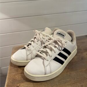 Adidas Classic White Sneakers with Black Stripes